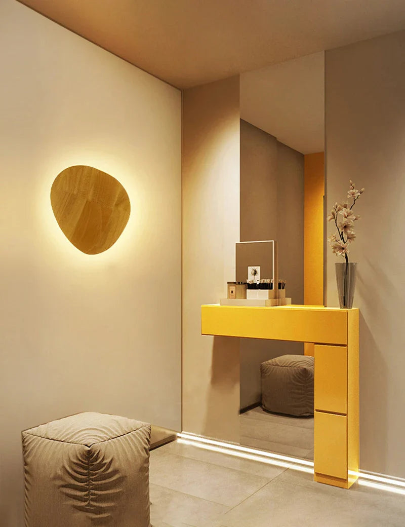 Axyaa Round Wooden Wall Lamp for Modern Nordic Interior Setting