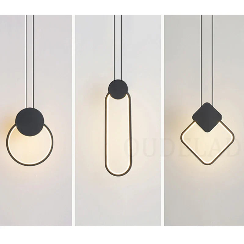 Axya Black Ring Pendant Lamp: Nordic Minimalist Design, Dimmable LED, High Ceiling Hanging Light