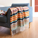 Axyaa Colorful Striped Throw Blanket with Tassels