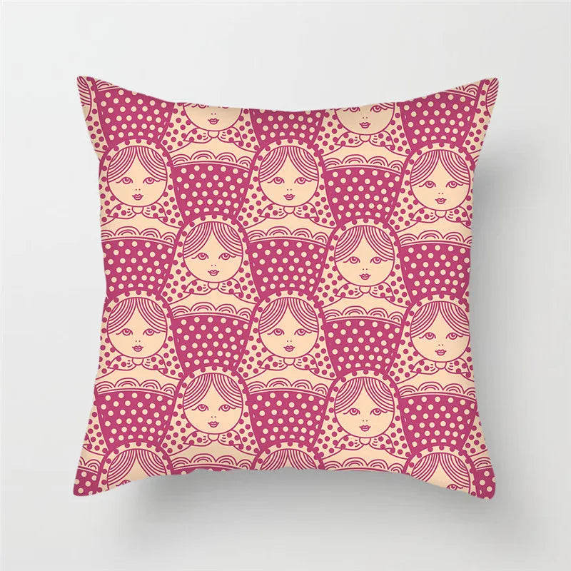Axyaa Cartoon Doll Pattern Polyester Cushion Cover for Home Decor