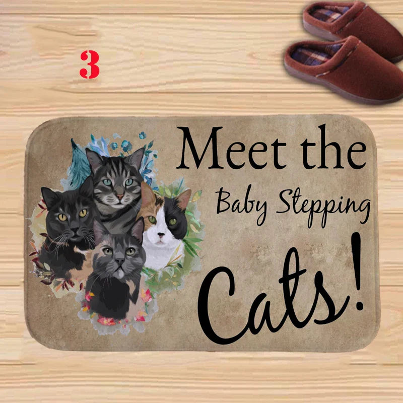 Axyaa Charming Cats Memory Foam Bath Mat - Anti-slip Coral Personalized Doormat