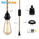 Axyaa Vintage Hemp Rope LED Pendant Light Retro E27 Industrial Drop Lamp