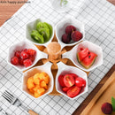 Axya White Ceramics Partition Fruit Platter for Home, Bar, KTV, Snacks