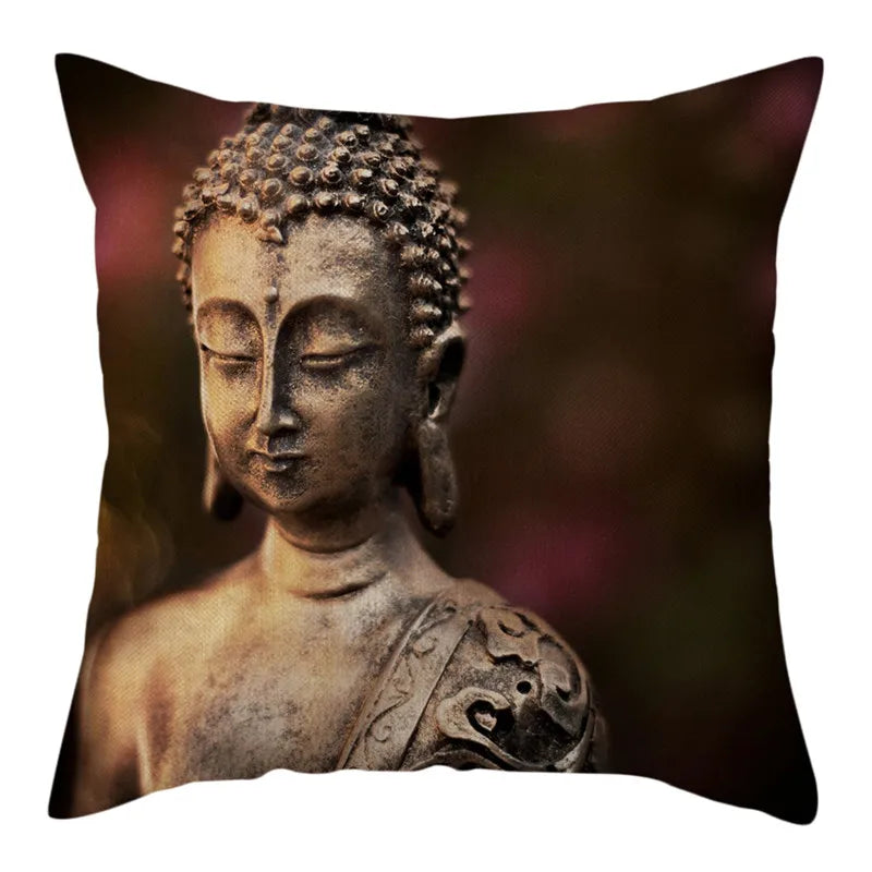 Buddha Pattern Throw Pillow Cover by Axyaa for Home, Car, Sofa Décor