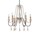 White Wooden Beads Chandelier by Axyaa: Vintage Elegant Retro Lighting for Foyer & Lobby