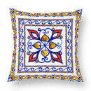 Axyaa Watercolor Geometric Flowers Polyester Cushion Cover Sofa Throw Pillow Cover