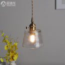 Axyaa Mini Green Glass LED Pendant Light - Japanese Style Nordic Copper Hanging Lamp