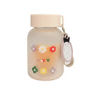 Axyaa Cute Flowers Glass Water Bottle: Creative, Leakproof, Portable, Fresh Design for Female Students