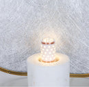 Axyaa Marble Fabric Shade E14 Table Lamp, White Stone Gold Finish, LED, Modern Style