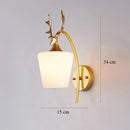 Axyaa Modern Gold Iron LED Wall Lamp with Glass Shade for Bedroom Mirrors