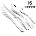 Axyaa 16-Piece Black Stainless Steel Cutlery Set for Dining and Entertaining