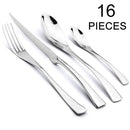 Axyaa 16-Piece Black Stainless Steel Cutlery Set for Dining and Entertaining