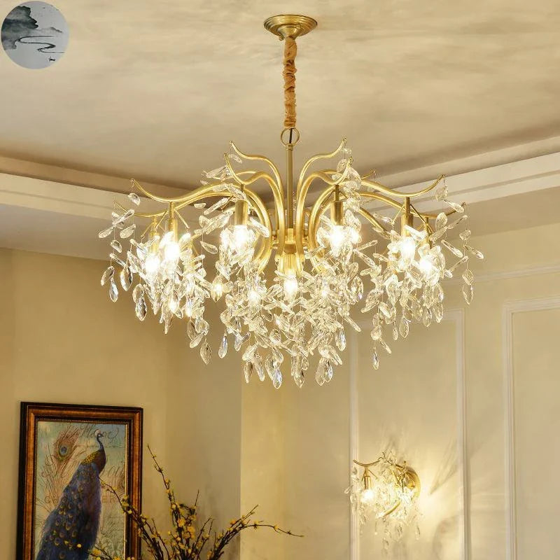 Axyaa Crystal Chandelier: Modern LED Luxury Lighting for Home Décor