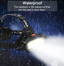 Axya Rechargeable Headlamp 18650 Battery Waterproof COB LED Headlight Red Warning Light