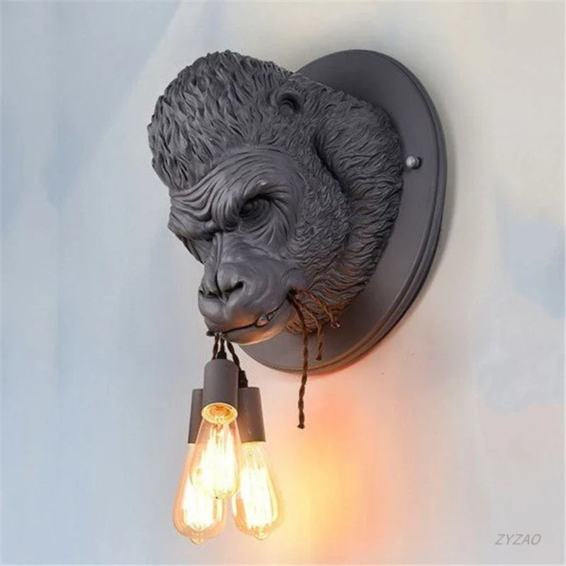 Axyaa Gorilla Resin Wall Sconce Nordic Retro Wall Lamp Decor Fixtures