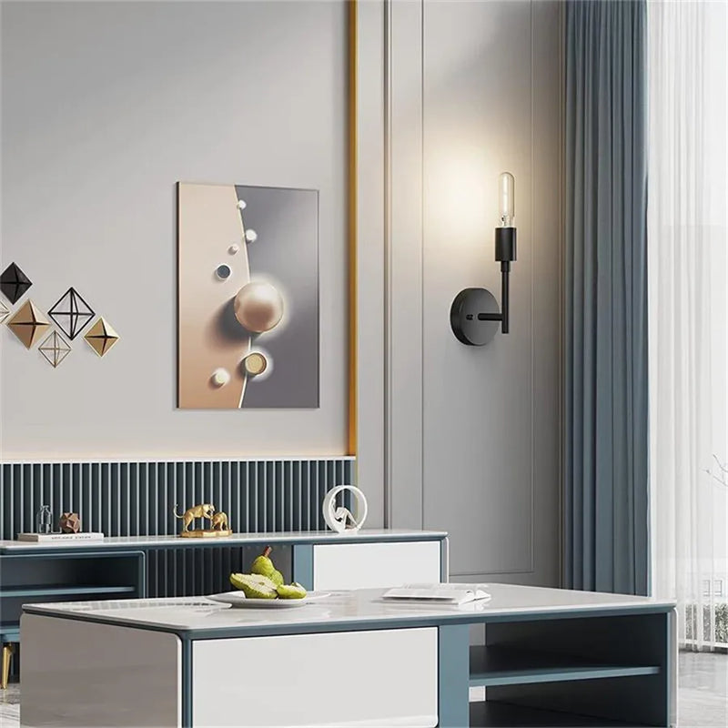 Axyaa Black Metal Bathroom Mirror Wall Lamp for Modern Indoor Decor