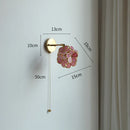 Axyaa Pink Petal LED Wall Sconce with Pull Chain Switch - Modern Nordic Wall Lamp