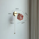 Axyaa Pink Petal LED Wall Sconce with Pull Chain Switch, Modern Nordic Wall Lamp