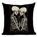 Axyaa Mexico Skull Decor Pillow Cover - Black Tarot Horror Ghost Home Decor