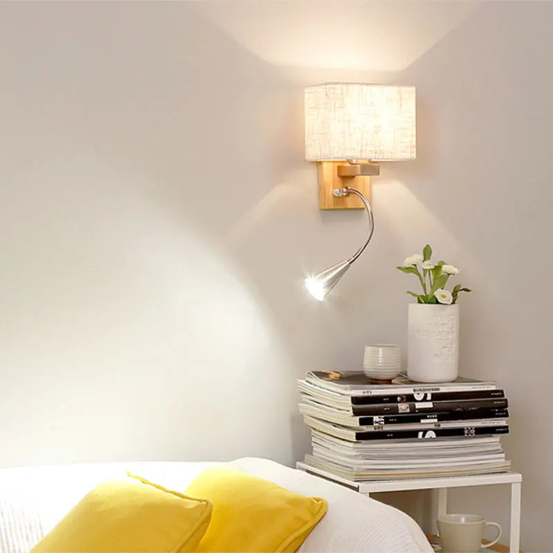 Axyaa Wood Led Wall Lamp Nordic Bedroom Lighting