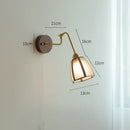 Axyaa Vintage Pull Chain Wall Lamp with Copper Arm Wood Base Bedroom Bathroom Lighting