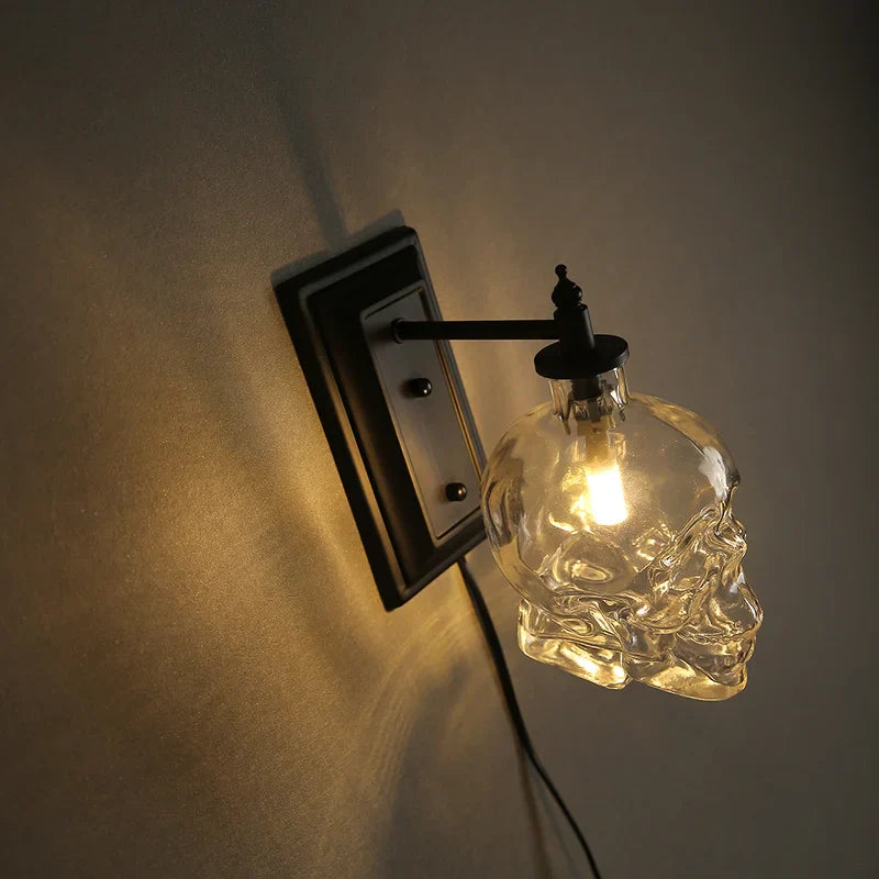 Axyaa Skull Bones Glass Bottle Wall Lamps - Industrial Retro Lighting for Restaurant and Bar