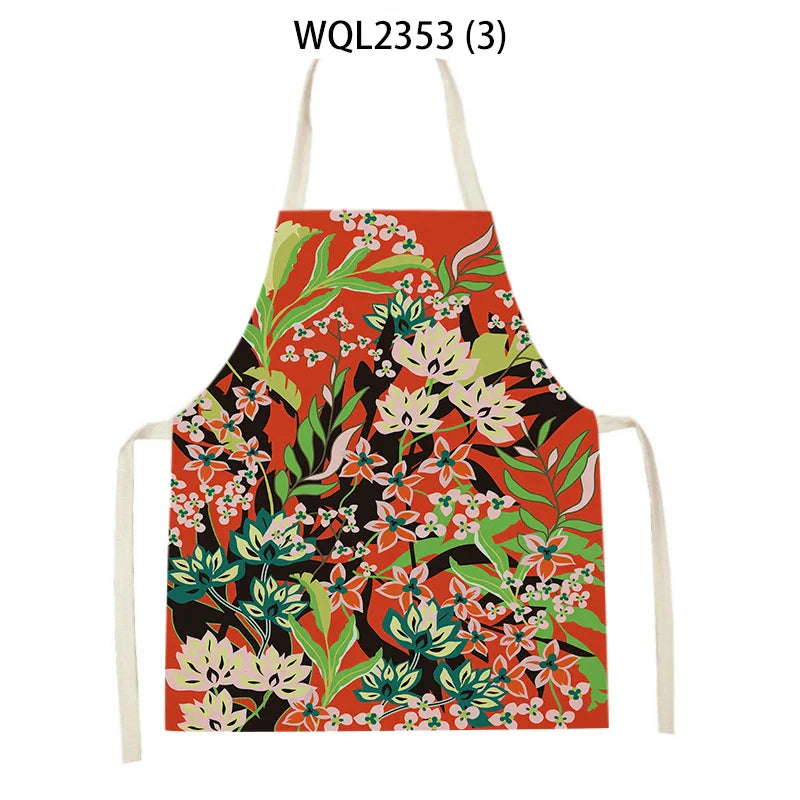 Axyaa Tropical Floral Kitchen Apron for Cooking, Baking, Cleaning - 47x38cm