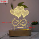 Axyaa Personalized 3D Illusion Wood Base Night Light with Name & Date