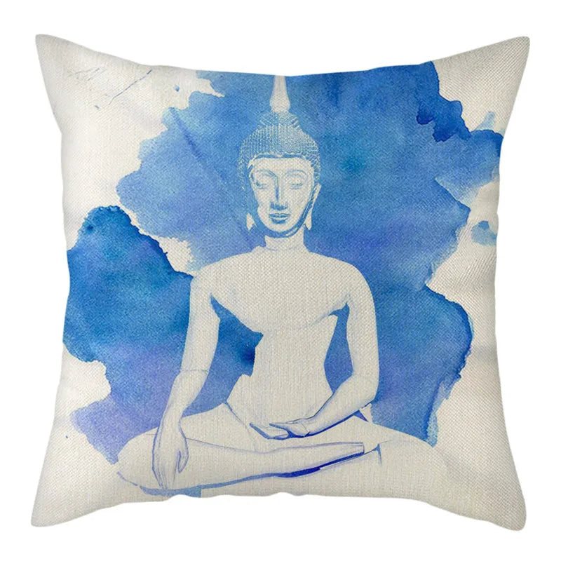 Buddha Pattern Throw Pillow Cover by Axyaa for Home, Car, Sofa Décor