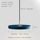 Axyaa Nordic Metal LED Pendant Lights for Kitchen Island, Modern Round Hanging Lamp in Black, White, Blue