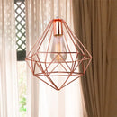Axyaa Rose Gold Iron Cage Pendant Light: Modern Hanging Kitchen Living Room Lamp