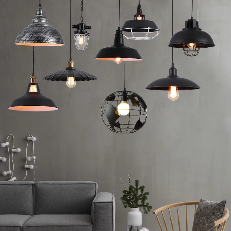 Axyaa Black Metal Pendant Lamp for Farmhouse Kitchen Island Lighting