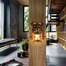 Axyaa Ladder Bamboo Wall Lamp Retro Industrial Glass Light Sconce, Bedroom Living Room