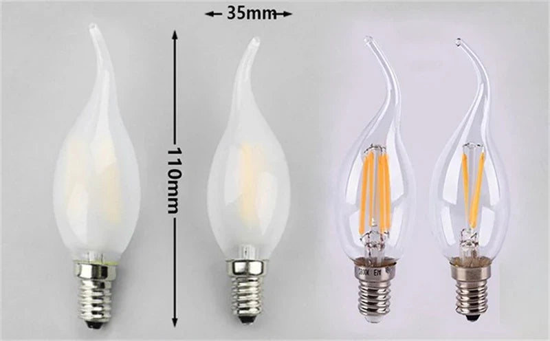 Axyaa Frosted Crystal Candle LED Bulb - Warm White Filament Light