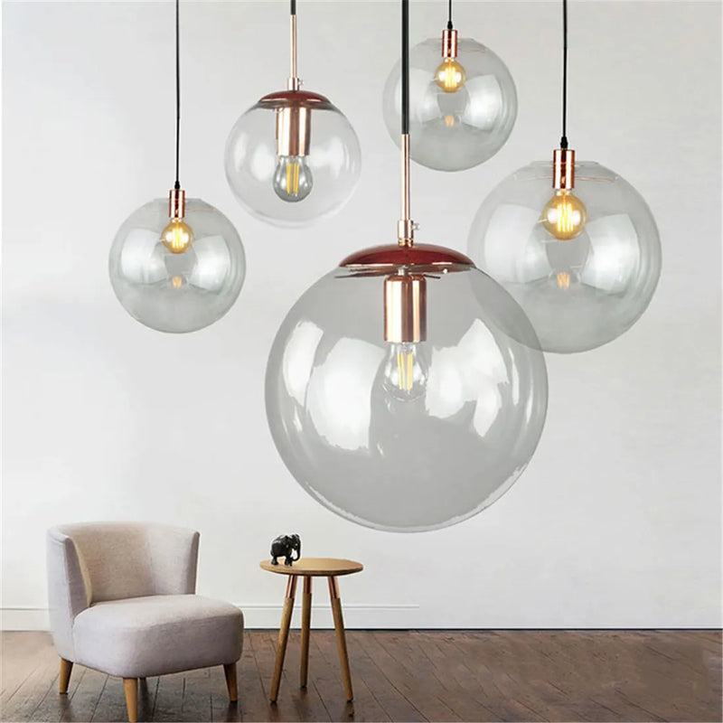 Axyaa Clear Glass Lamp Shade- Transparent Round Light Cover- DIY Replacement- D13cm-D25cm
