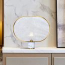 Axyaa Marble Fabric Shade E14 Table Lamp, White Stone Gold Finish, LED, Modern Style