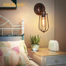 Axyaa Industrial Rust Wall Lamp: Metal Cage Wall Light, Adjustable Angle Wall Sconce