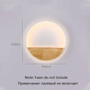 Axyaa Modern Minimalist Round Wood LED Wall Lamp for Bedroom, Dia 30 cm