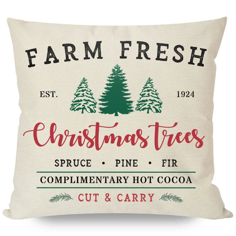 Axyaa Christmas Linen Cushion Covers for Stylish Sofa Decor