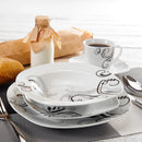 Axyaa 30-Piece Black Porcelain Ceramic Dinner Combi-Set with Dessert Soup Dinner Cup Saucer