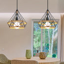 Axyaa Black Iron Industrial Pendant Light, Diamond Shape Cage Design