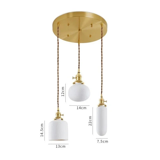 Axyaa Ceramic LED Pendant Light - Modern Copper Hanging Lamp