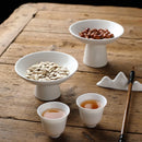 Axya White Ceramic Fruit Tray with Tall Feet and Round Design