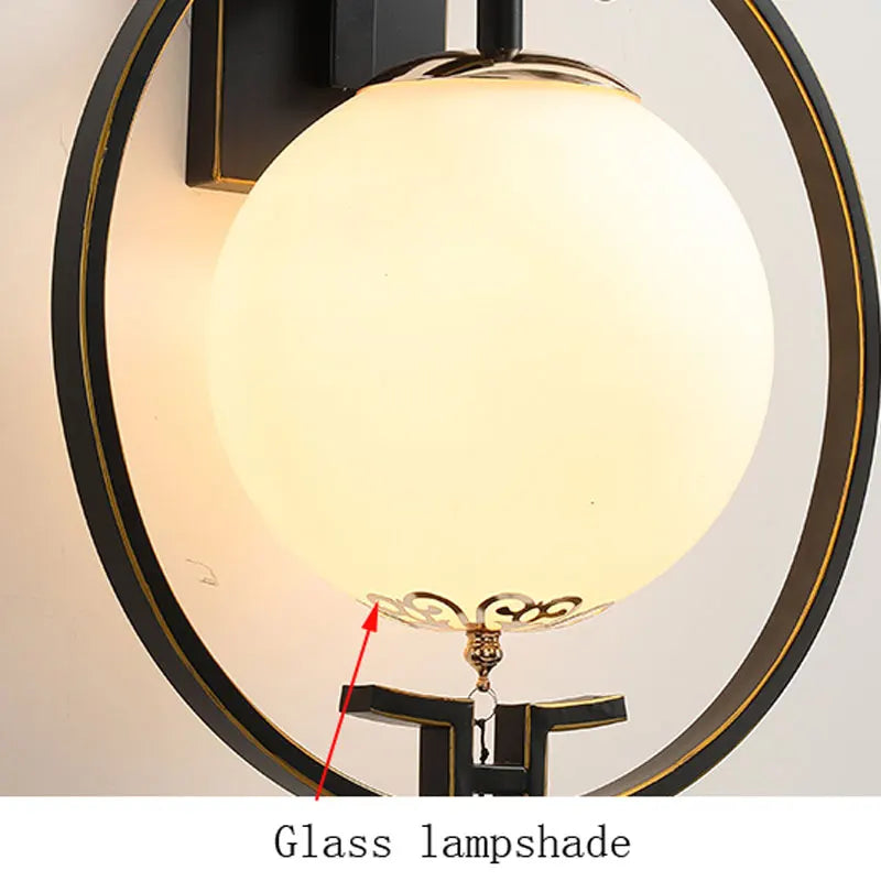 Axyaa Round Iron Glass Wall Lamp Sconce