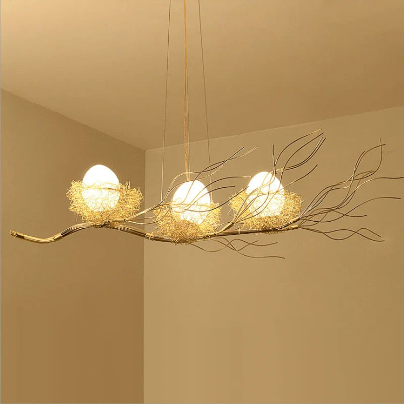 Axyaa Bird's Nest LED Pendant Lights: Nordic Style for Dining Room, Cafe, and Restaurant