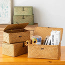 Large Seagrass Storage Basket with Lid by Axyaa – Home Organizer for Clothes & Sundries