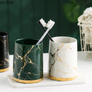 Axya Marble Pattern Ceramic Toothbrush Cup Set