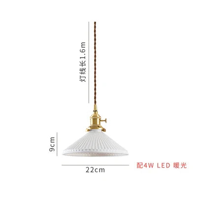 Axyaa White Ceramic Brass Pendant Lights - Nordic Japanese Style Hanging Lamp
