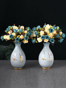 Axyaa Ceramic Vase with 3D Dried Flowers Arrangement - Home Decor Living Room Ornaments