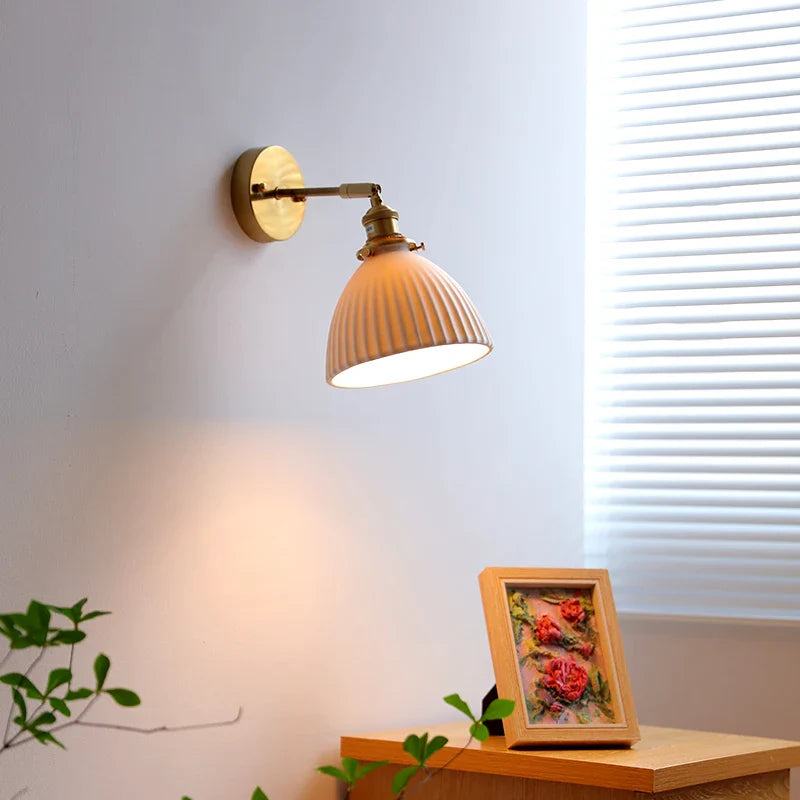 Axyaa Ceramic LED Wall Lamp with Knob Switch for Bedroom, Bathroom, and Stairway
